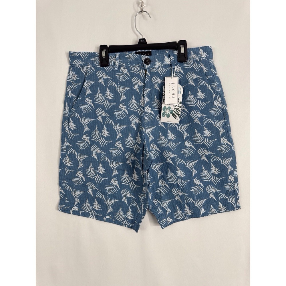 JACHS NY Men's Shorts NWT Size‎ 29 Blue Tropical Print Casual Summer Flat Front
